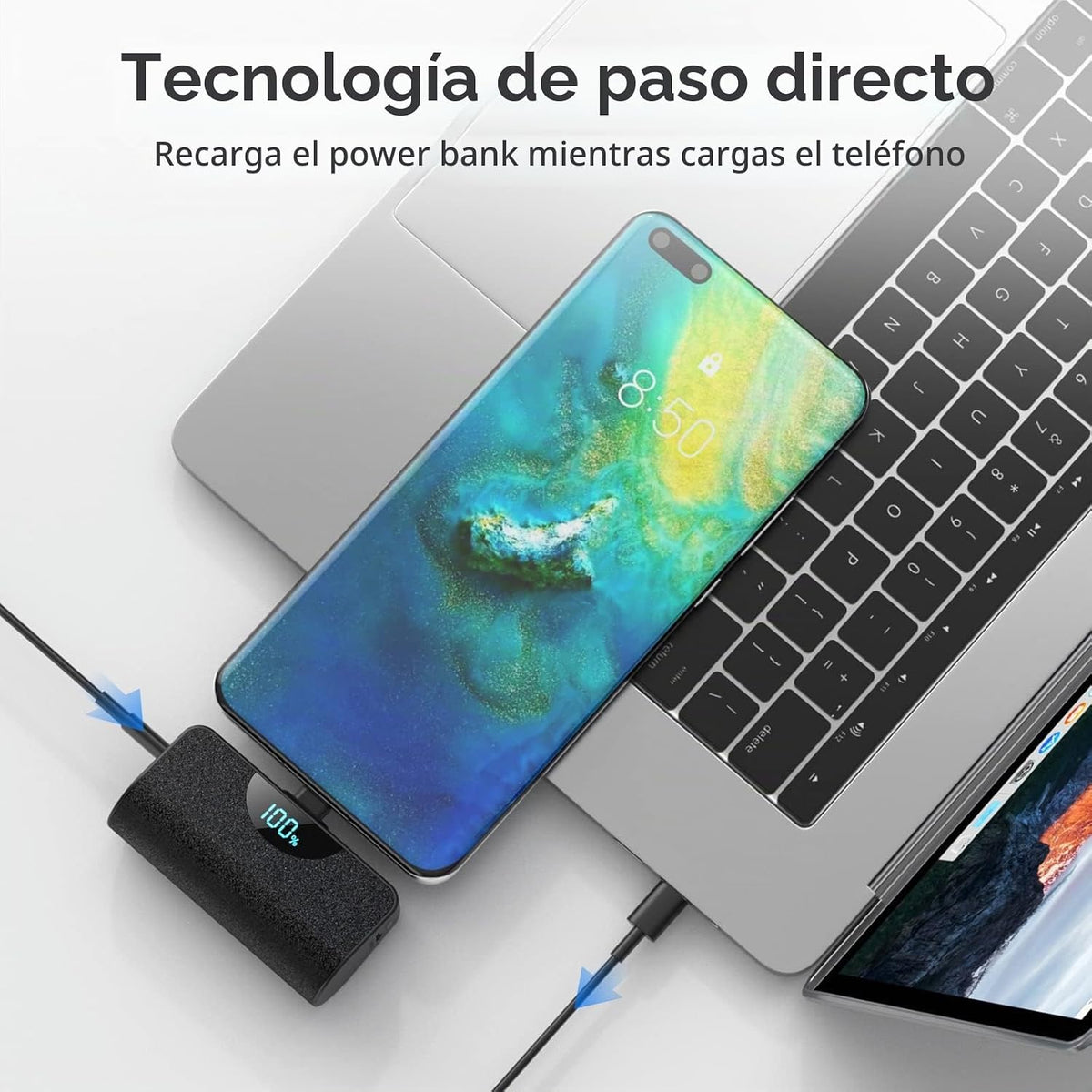 HETP Mini cargador portátil USB C, batería de carga rápida mejorada...