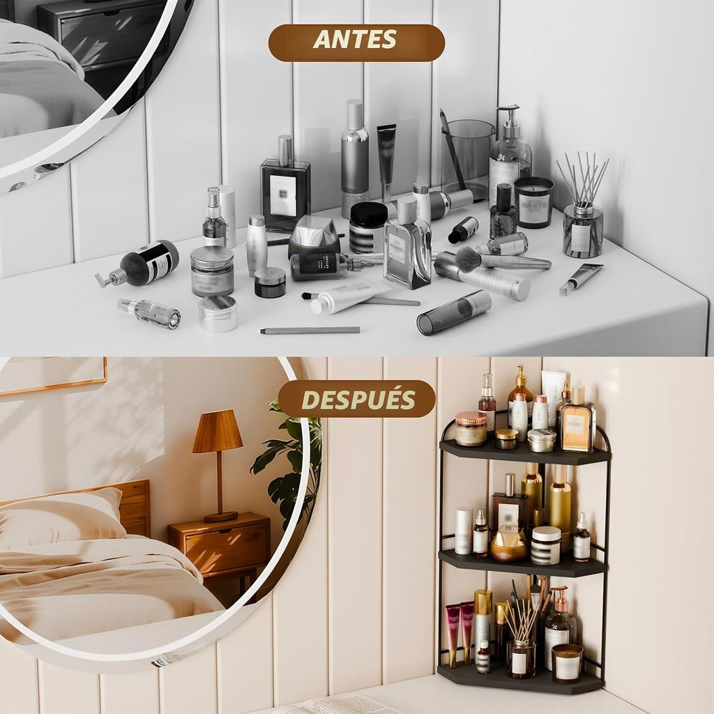 Naeqieo Organizador esquinero de encimera de baño, organizador de e...