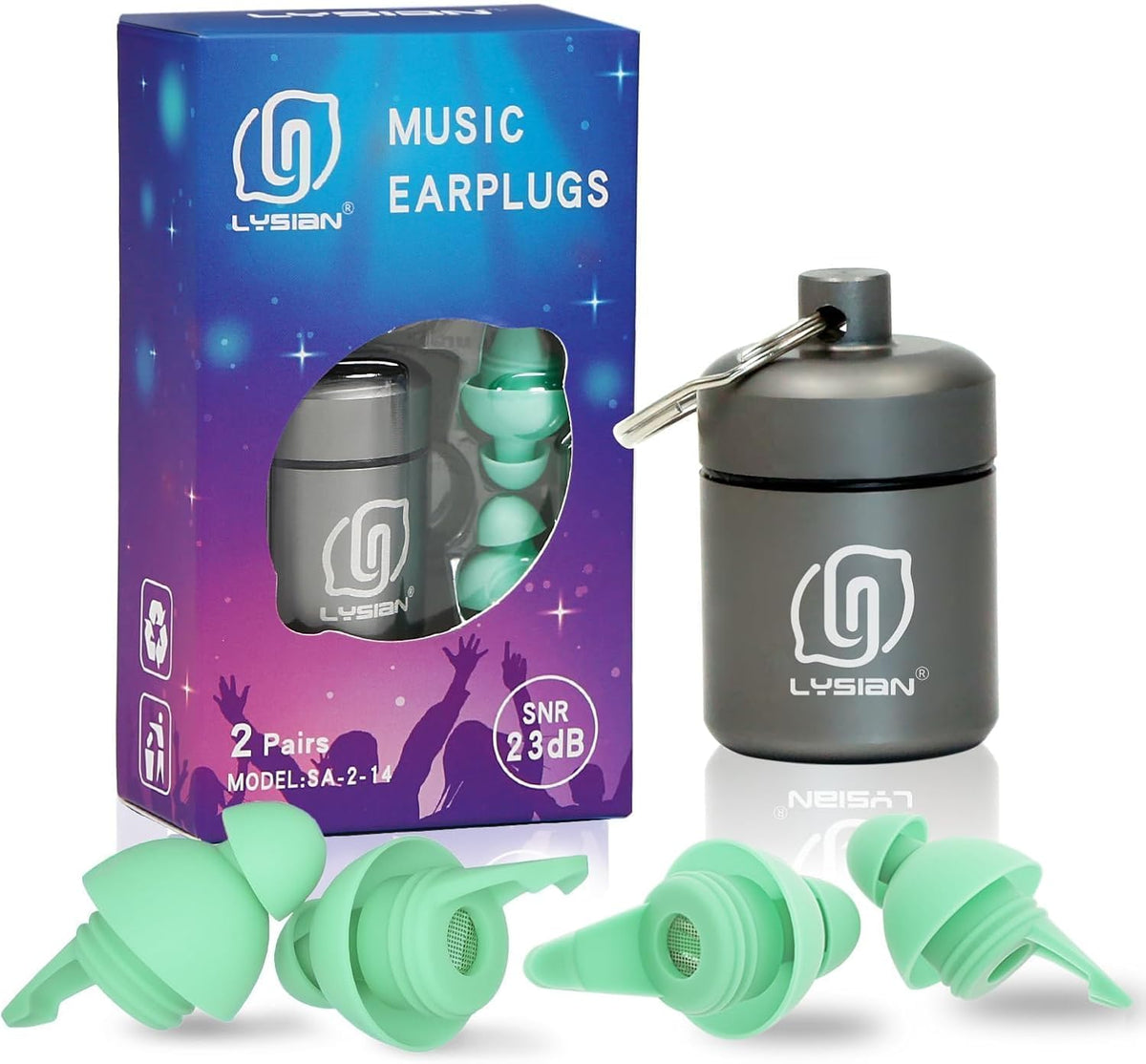 LYSIAN Tapones para oídos de alta fidelidad para conciertos reutili...