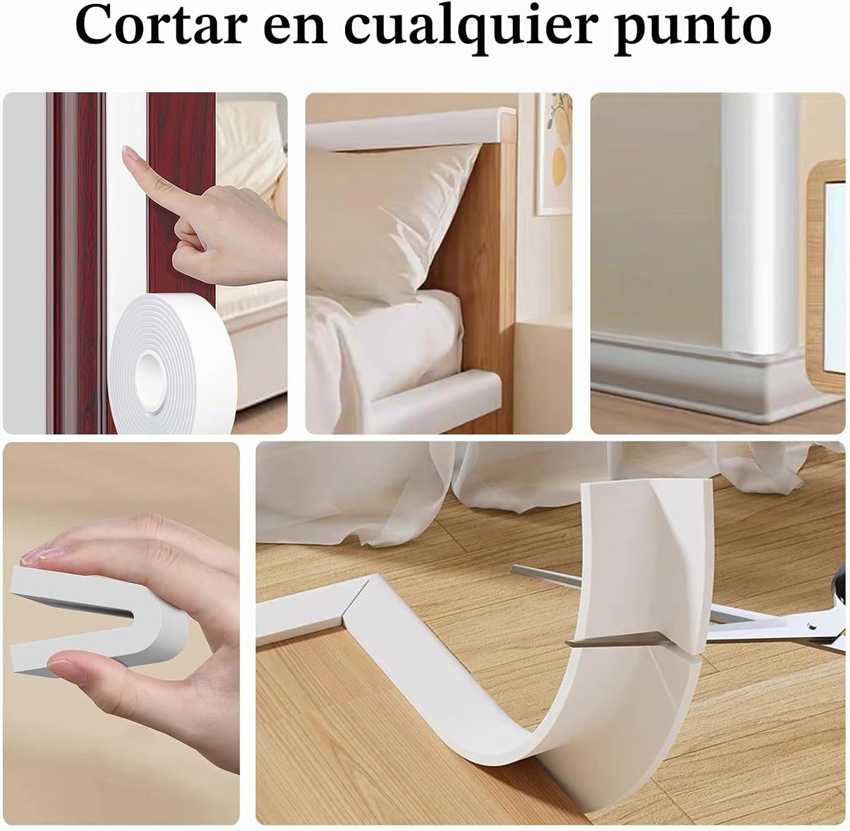 Cinta de sellado de espuma blanca para puertas, 1.18 pulgadas de an...