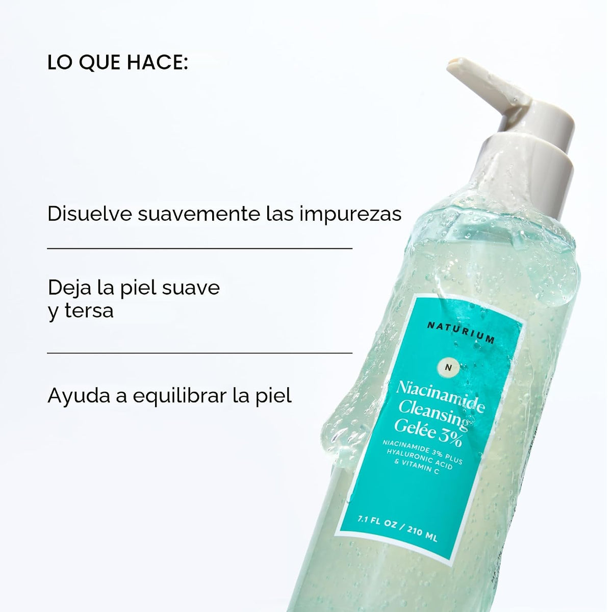 Gelée Limpiador de Niacinamida Naturium 3% Plus Ácido Hialurónico y...