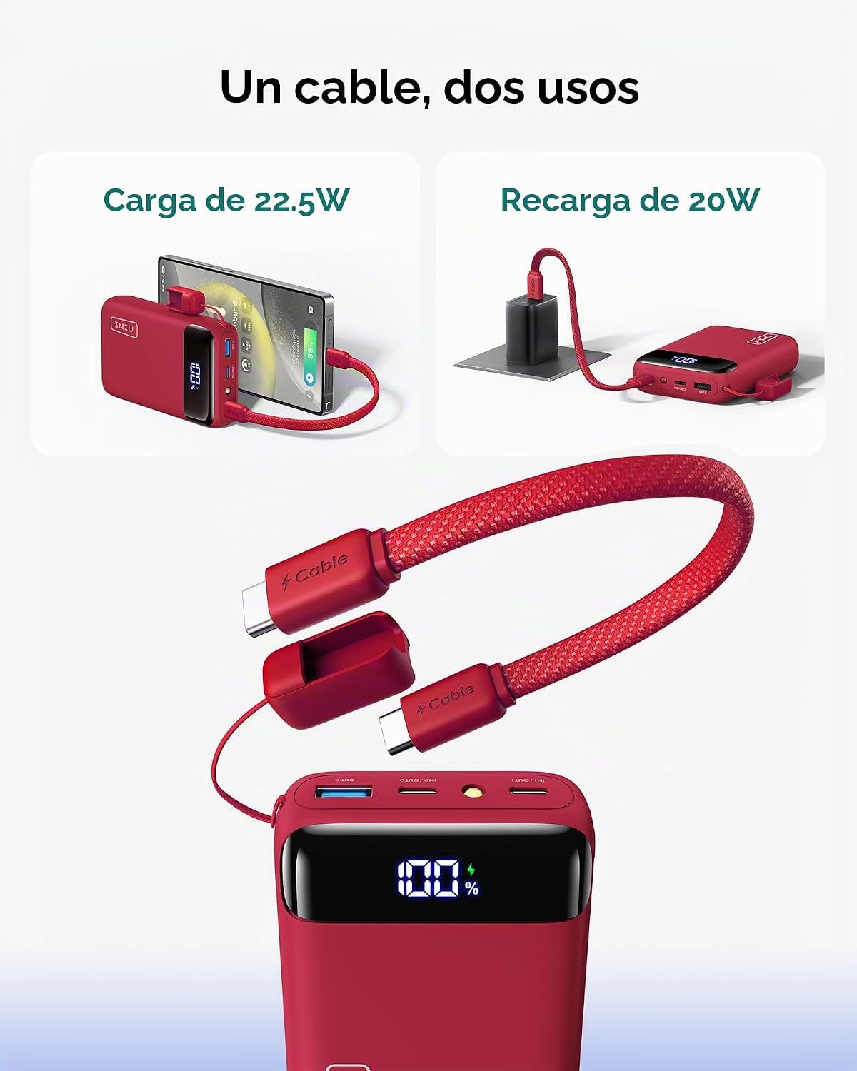 INIU Cargador portátil, banco de carga rápida más pequeño del poder...