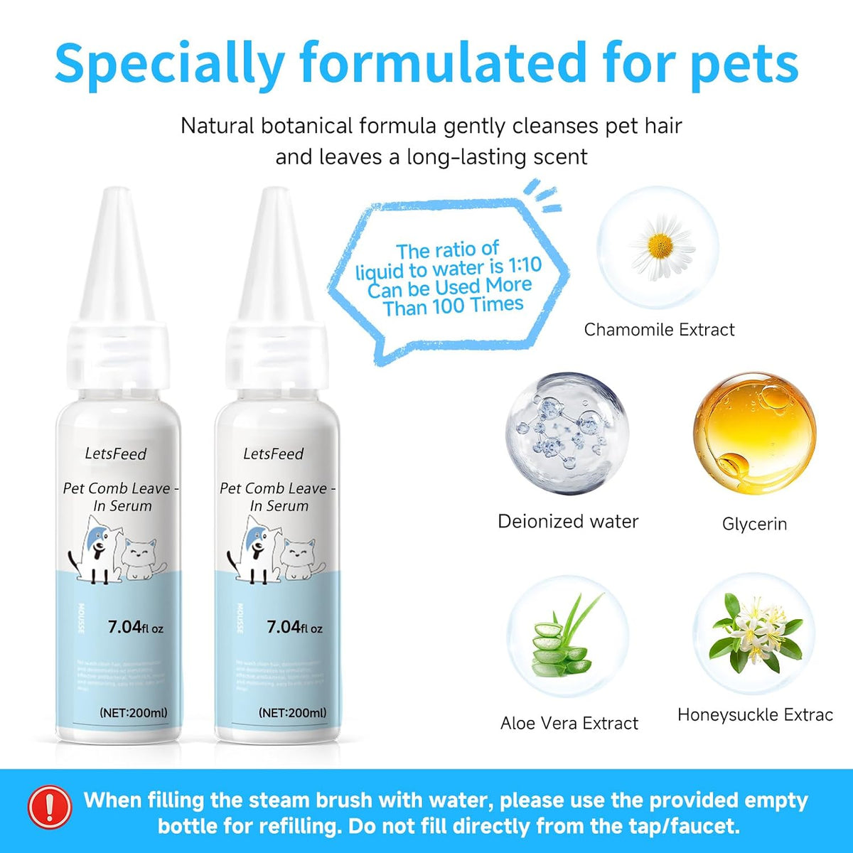 Recambio de spray para cepillo de vapor para mascotas para perros y...