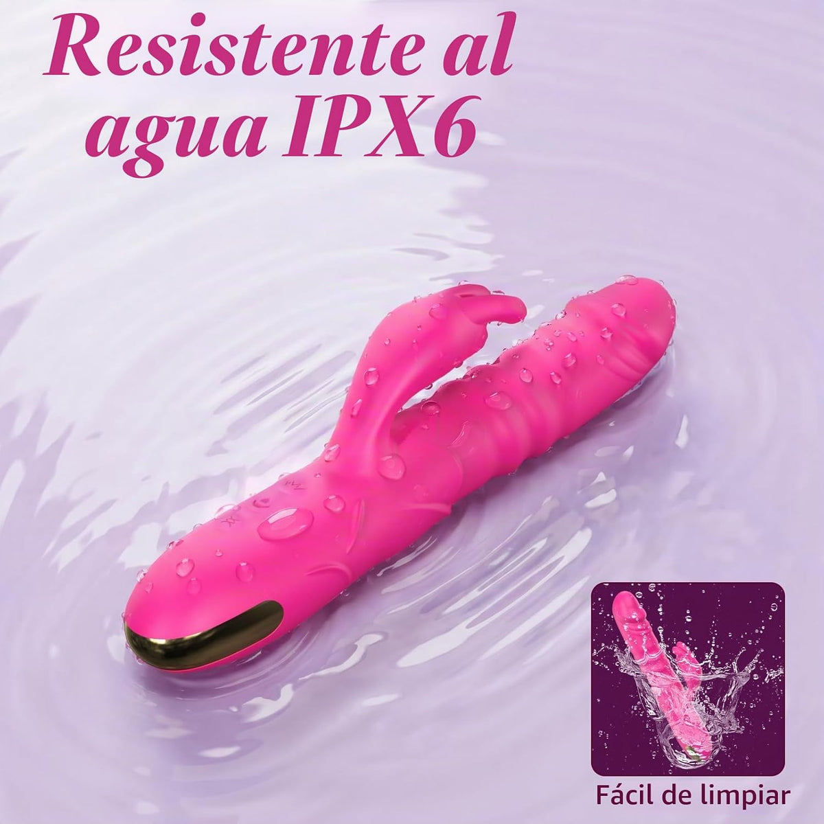 Vibrador de conejo de empuje, vibrador de clítoris de punto G, impe...