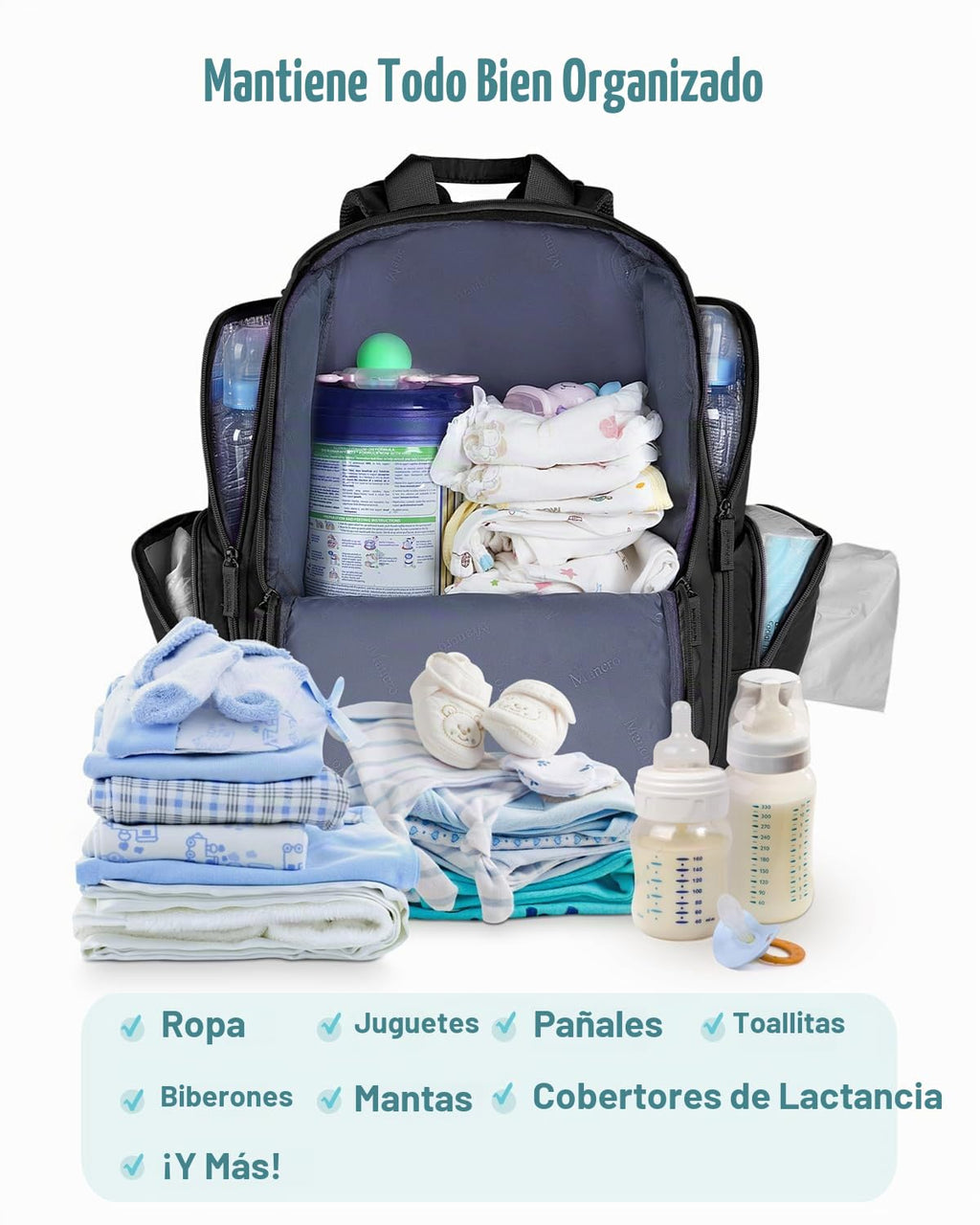 Mancro Mochila para pañales, mochila para pañales de bebé de gran c...