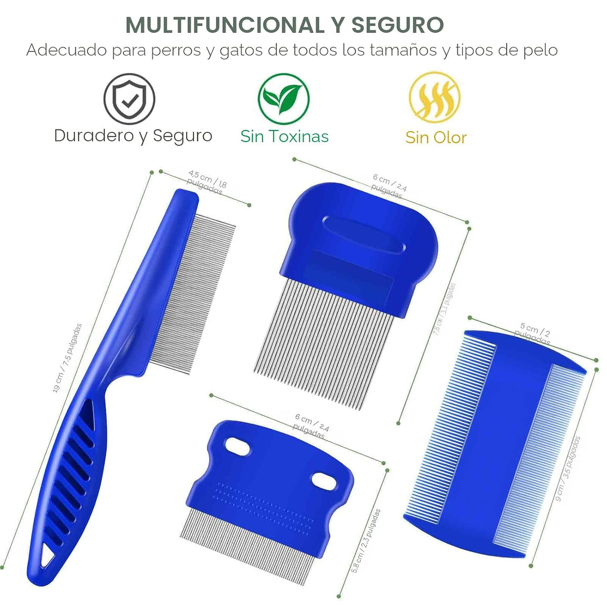 BRILLIRARE Paquete de 4 peines para piojos de pulgas, peines de ace...