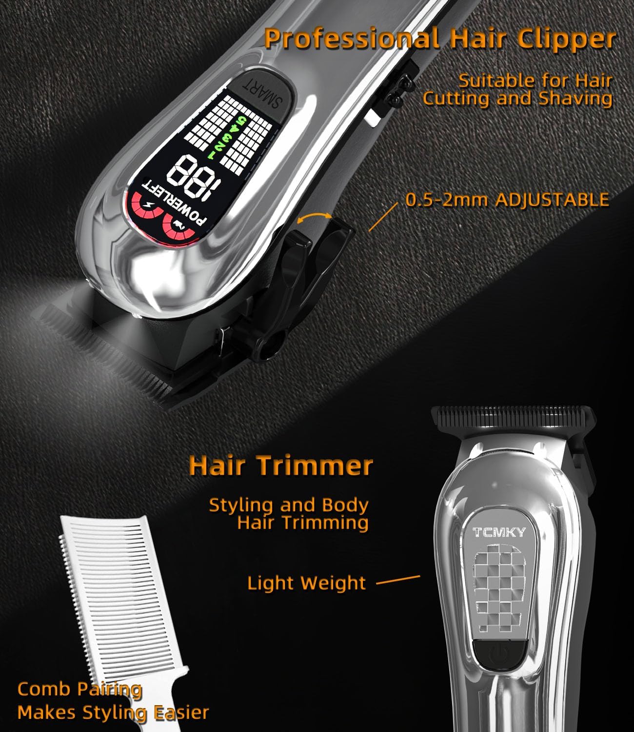 TCMKY Cortapelo para Hombres, Set Profesional de Cortapelo y Recort...