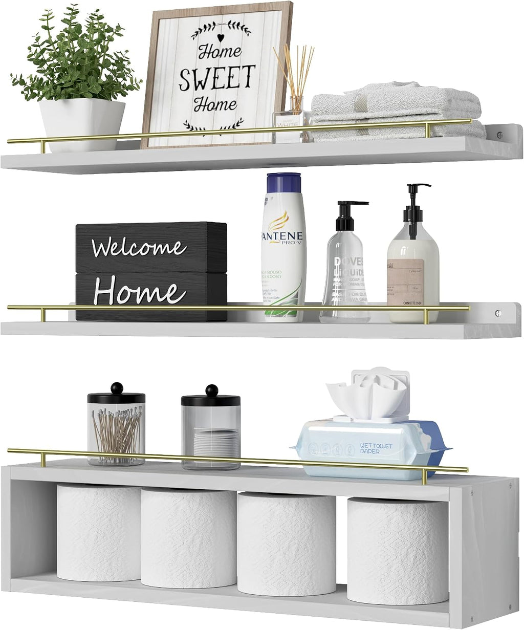 WOPITUES Estantes flotantes para pared de 24 pulgadas con estante d...