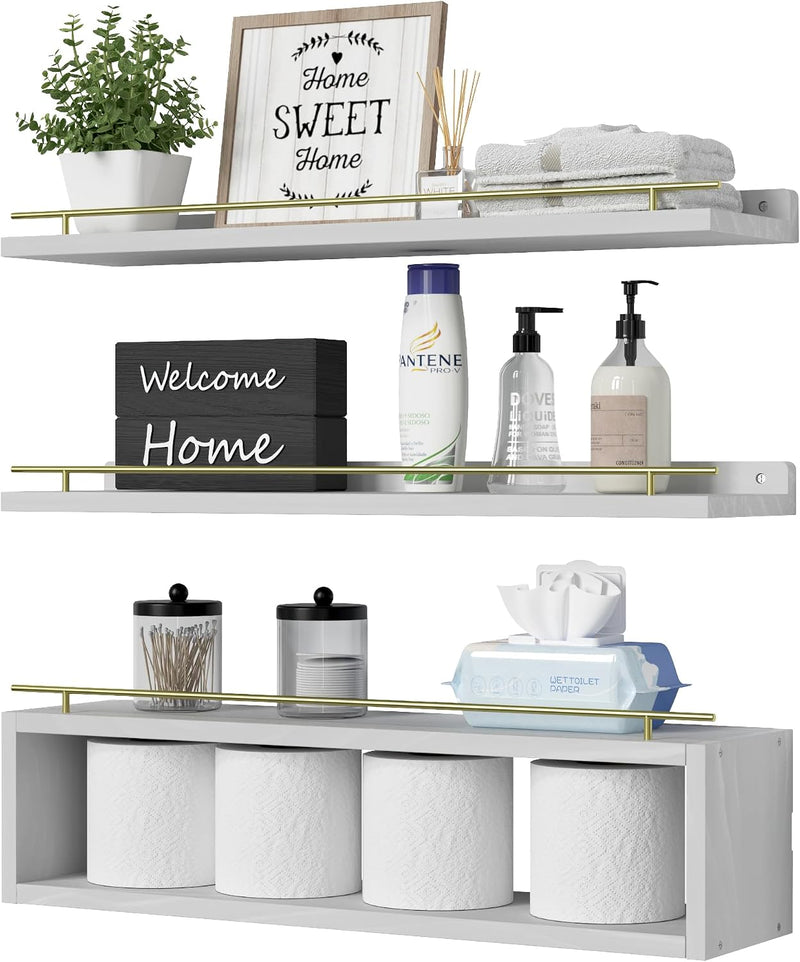 WOPITUES Estantes flotantes para pared de 24 pulgadas con estante d...