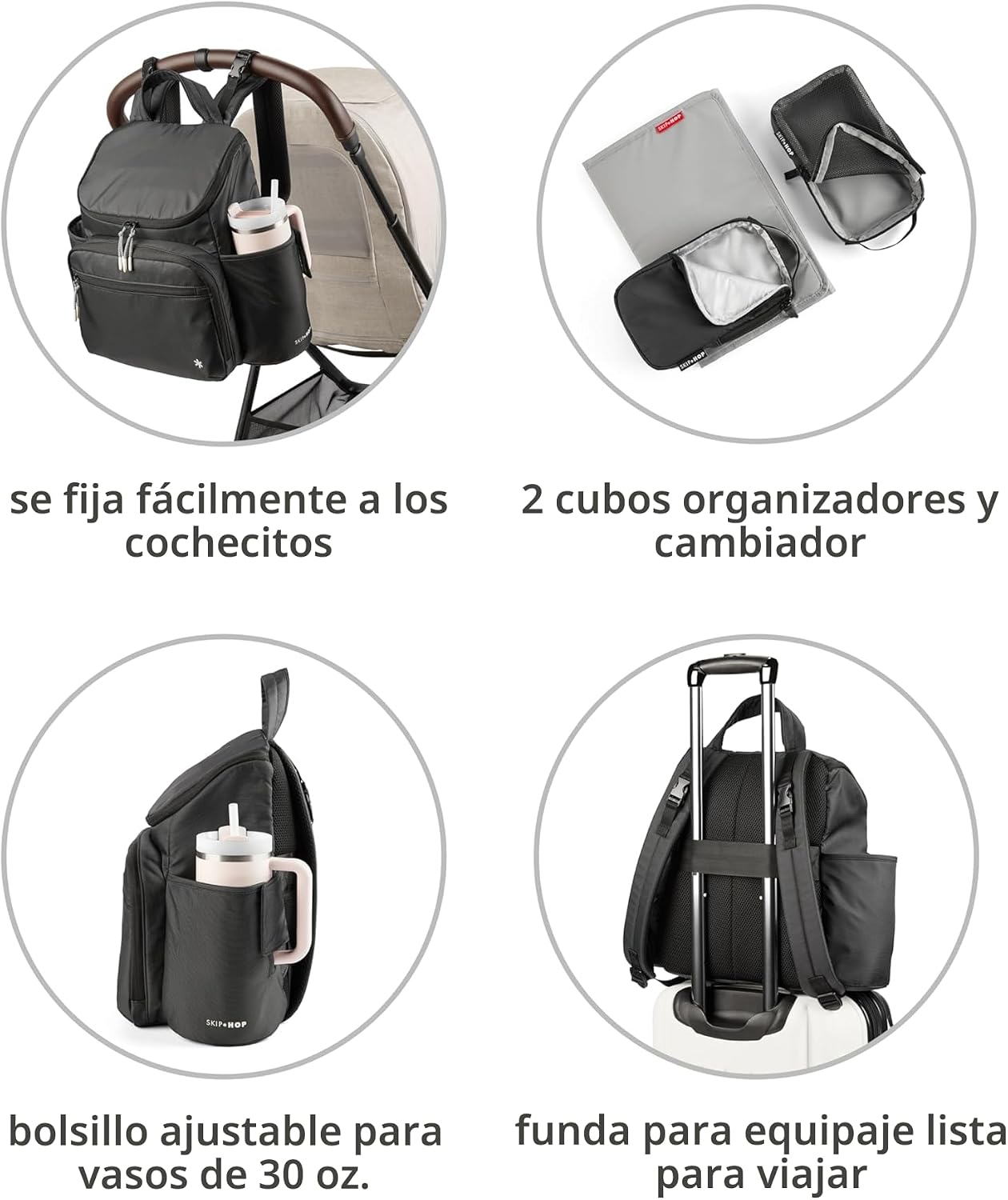 Skip Hop - Mochila para pañales con cambiador portátil, soporte aju...
