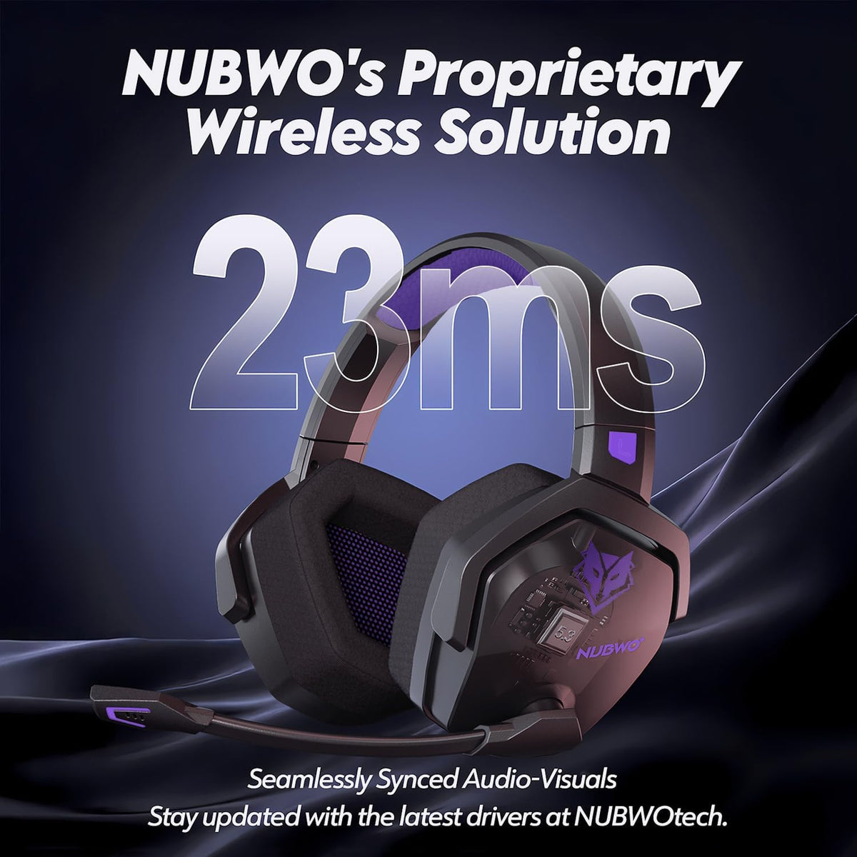 NUBWO Auriculares inalámbricos para juegos con micrófono para PC Ps...