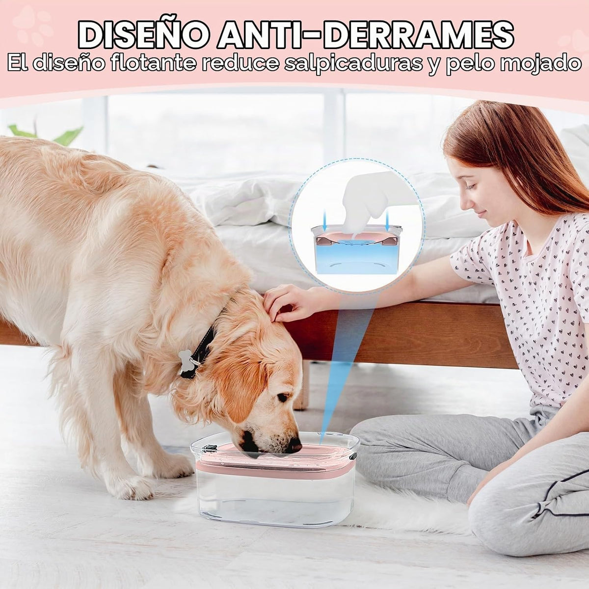 AONKEY Tazón de agua para perros de 3 litros sin derrames, 101 onza...