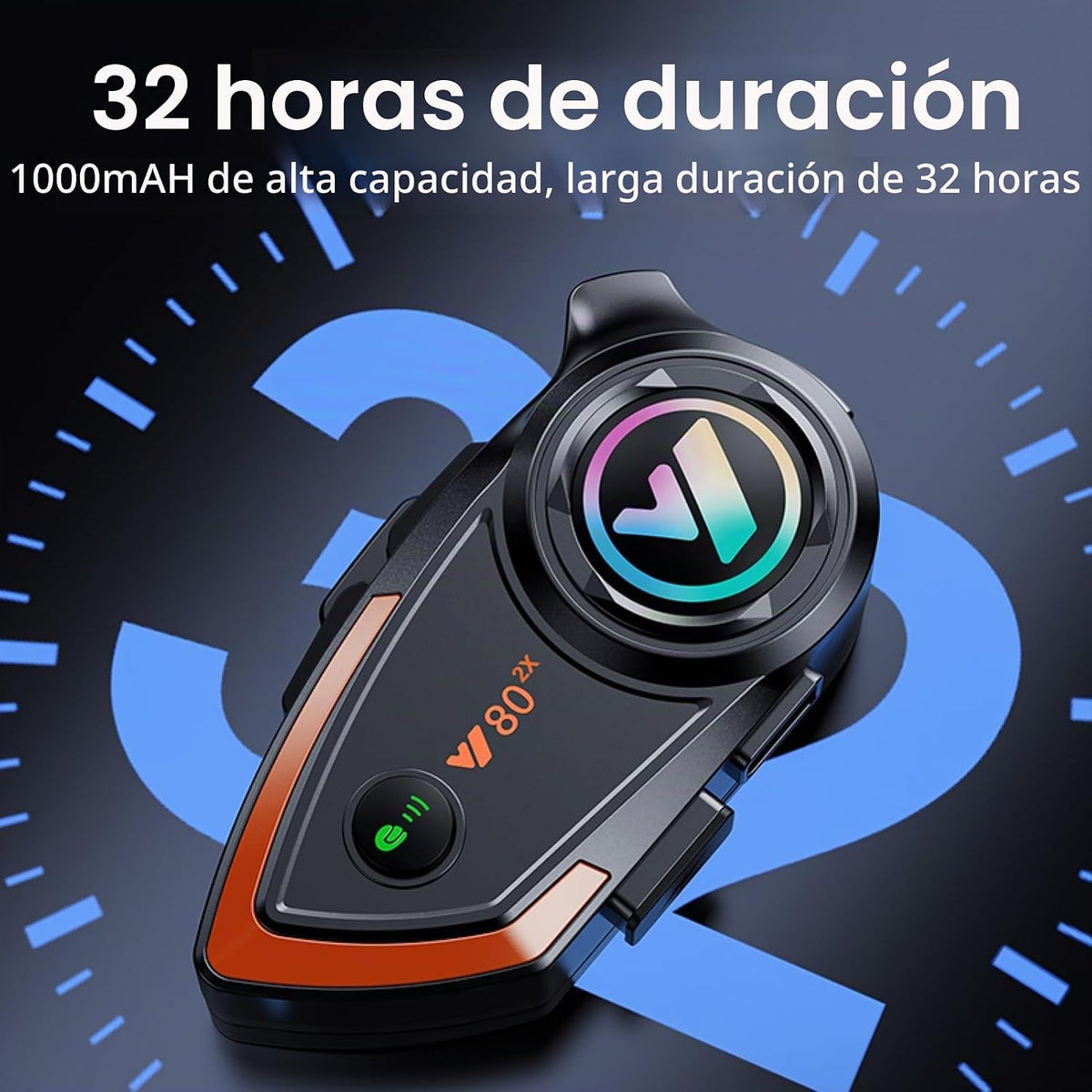 Khptop Casco de motocicleta Auriculares Bluetooth 1,640.4 ft 2 Jine...