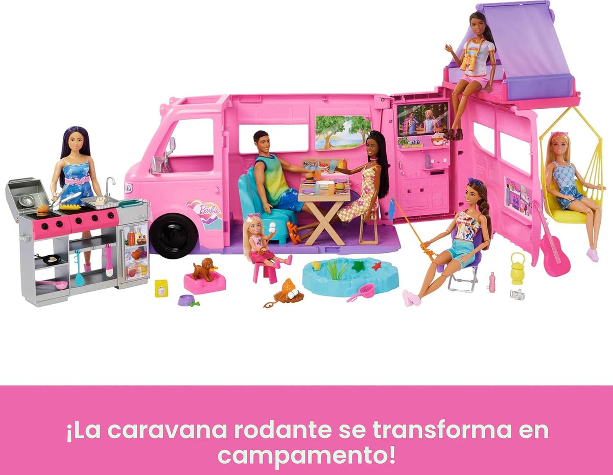 Barbie Dream Camper Playset, con accesorios para acampar | con tien...