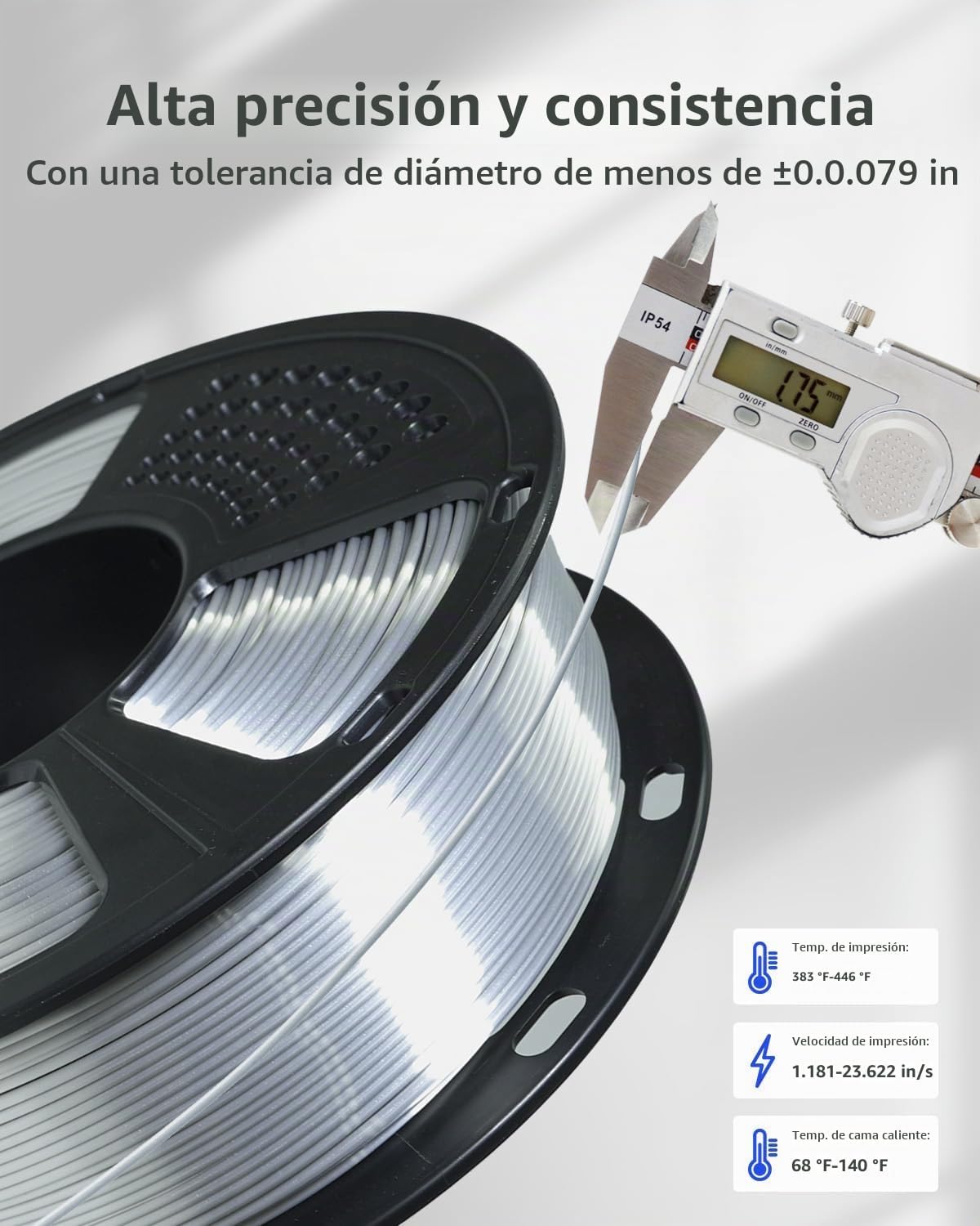 XZN Filamento PLA de seda 1.75mm, filamento para impresora 3D brill...