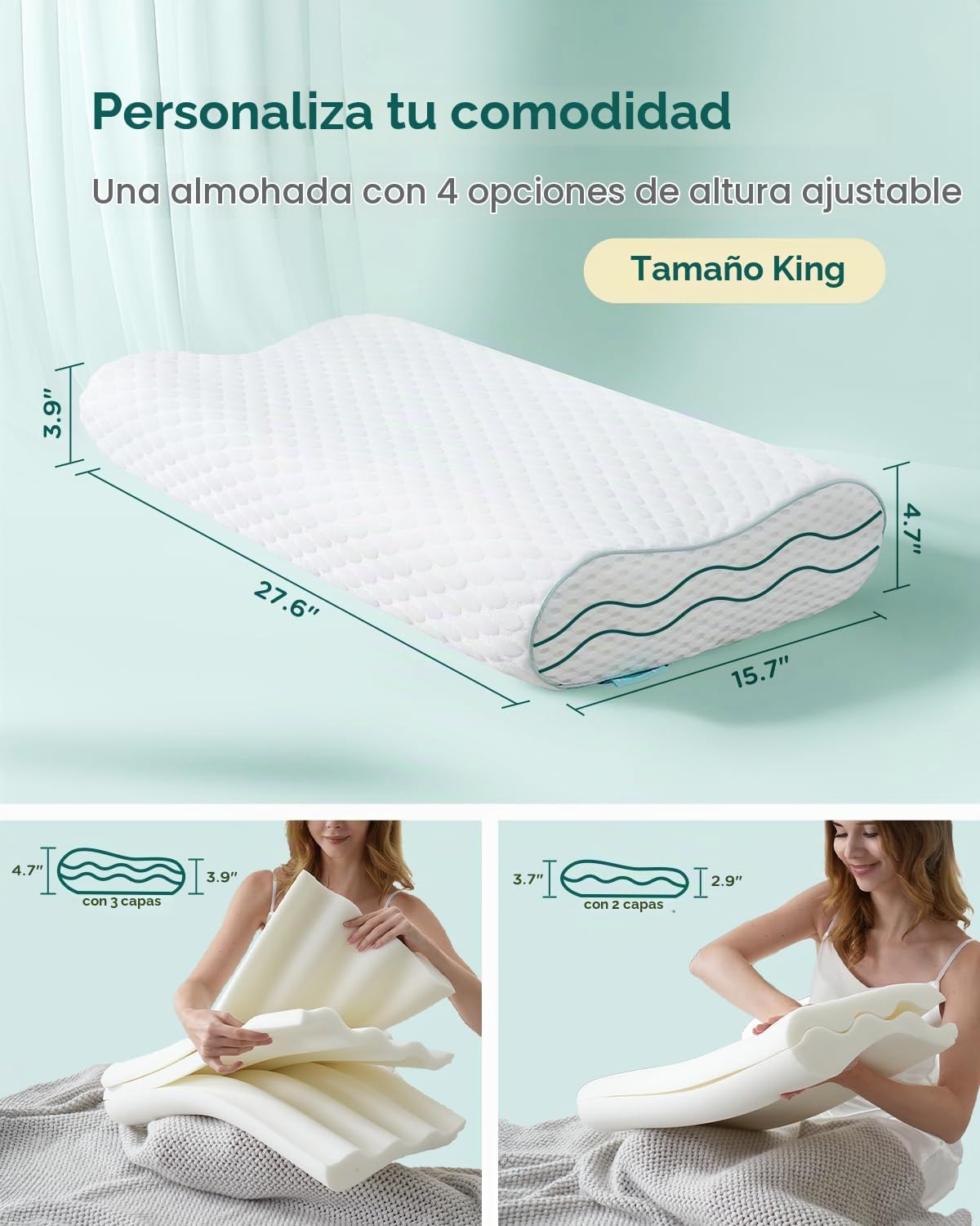 Almohada de espuma viscoelástica ergonómica Releep - Almohada ortop...