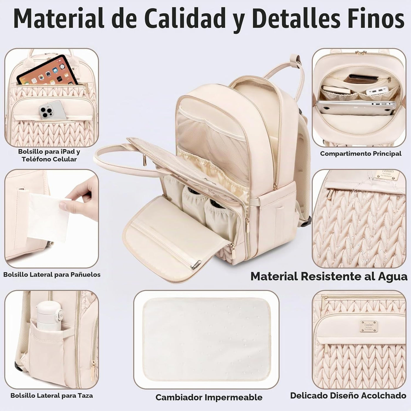 Tealari Mochila para pañales, elegante bolsa de pañales para bebé,...
