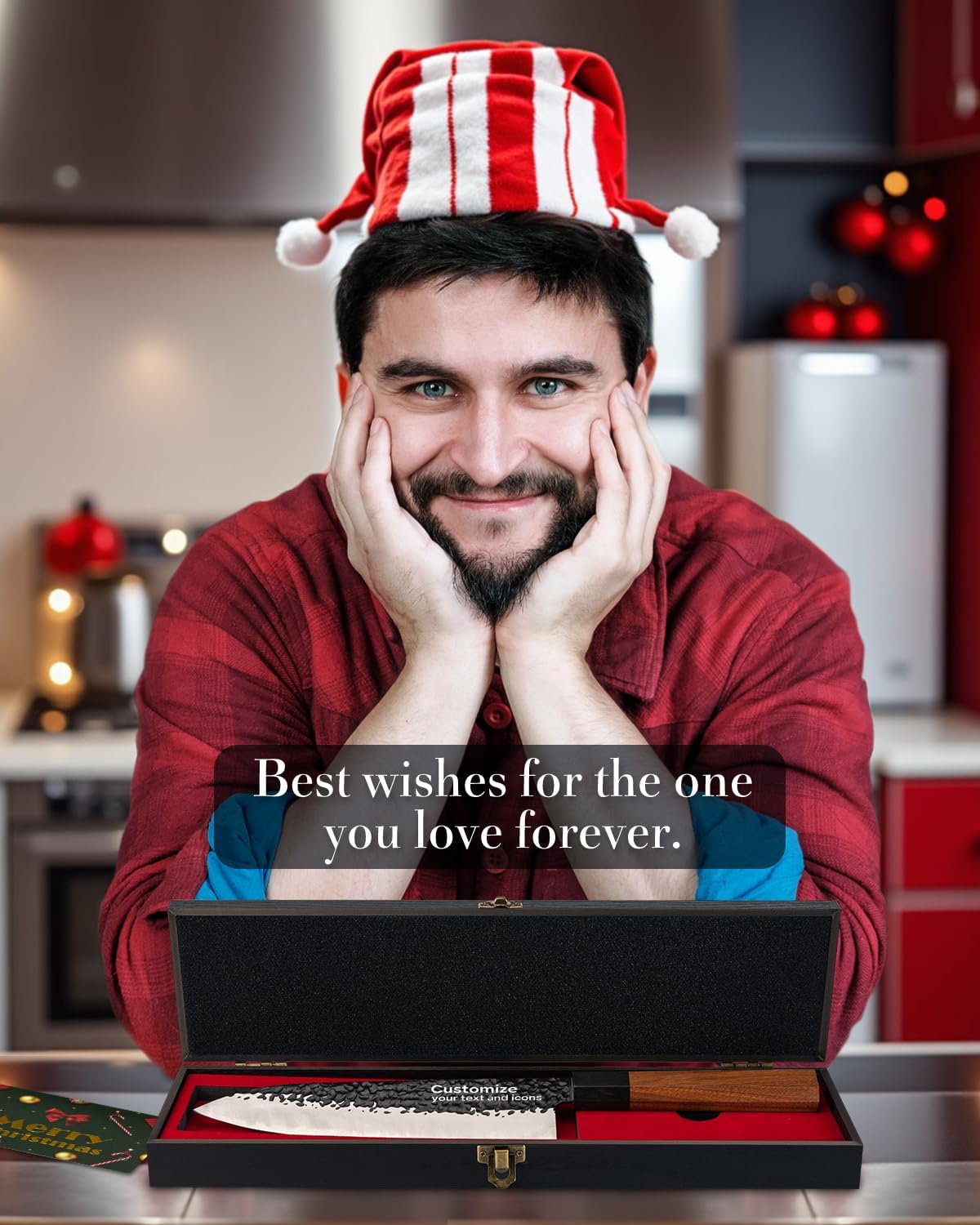FAMCÜTE Regalos personalizados para hombres, cuchillo japonés perso...