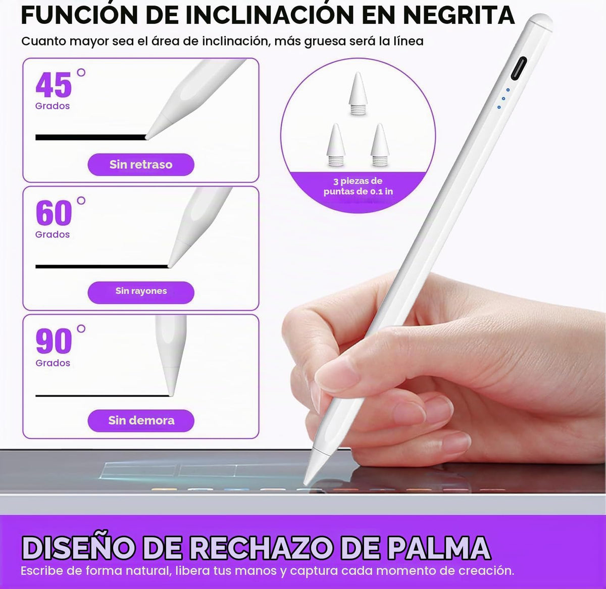 Lápiz óptico para Apple iPad A16\/11th (2018-2026), paquete de 2 bo...