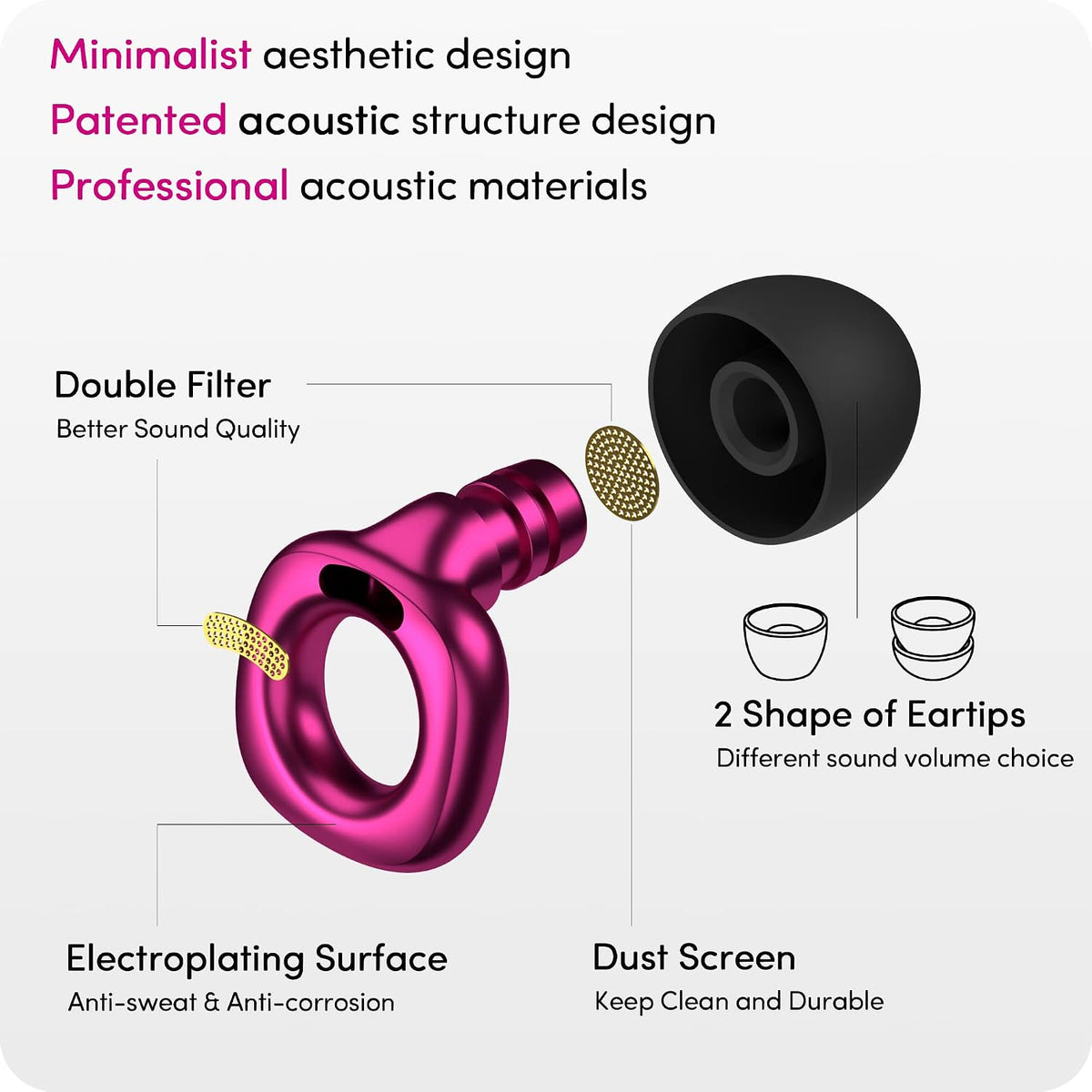 Audree Tapones para los oídos de estilo para reducción de ruido, ta...
