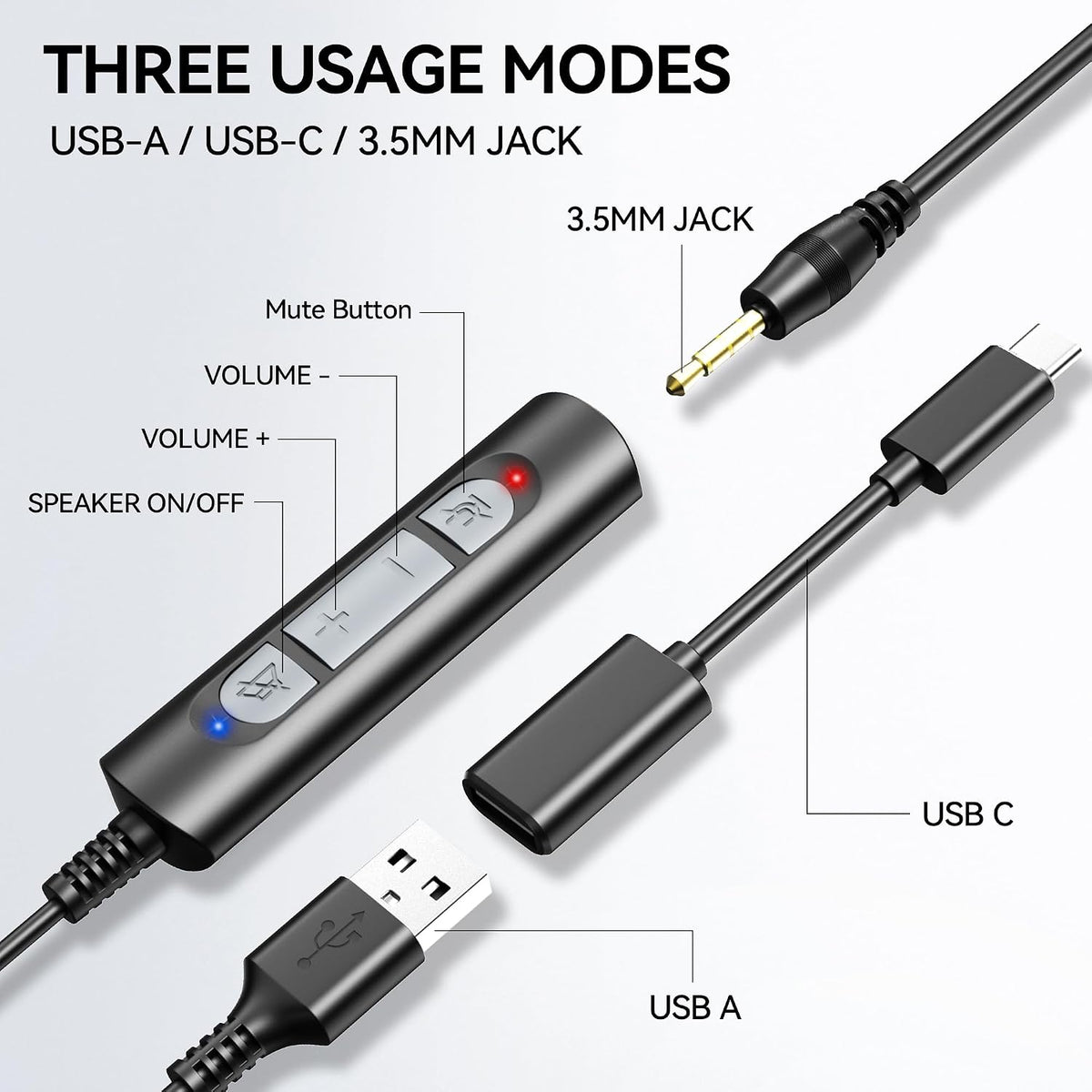 Voistek Auriculares USB con micrófono, auriculares de PC con micróf...