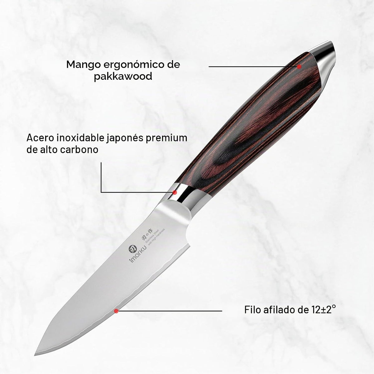 imarku Cuchillo de pelar de 3.75 pulgadas, cuchillo japonés de acer...