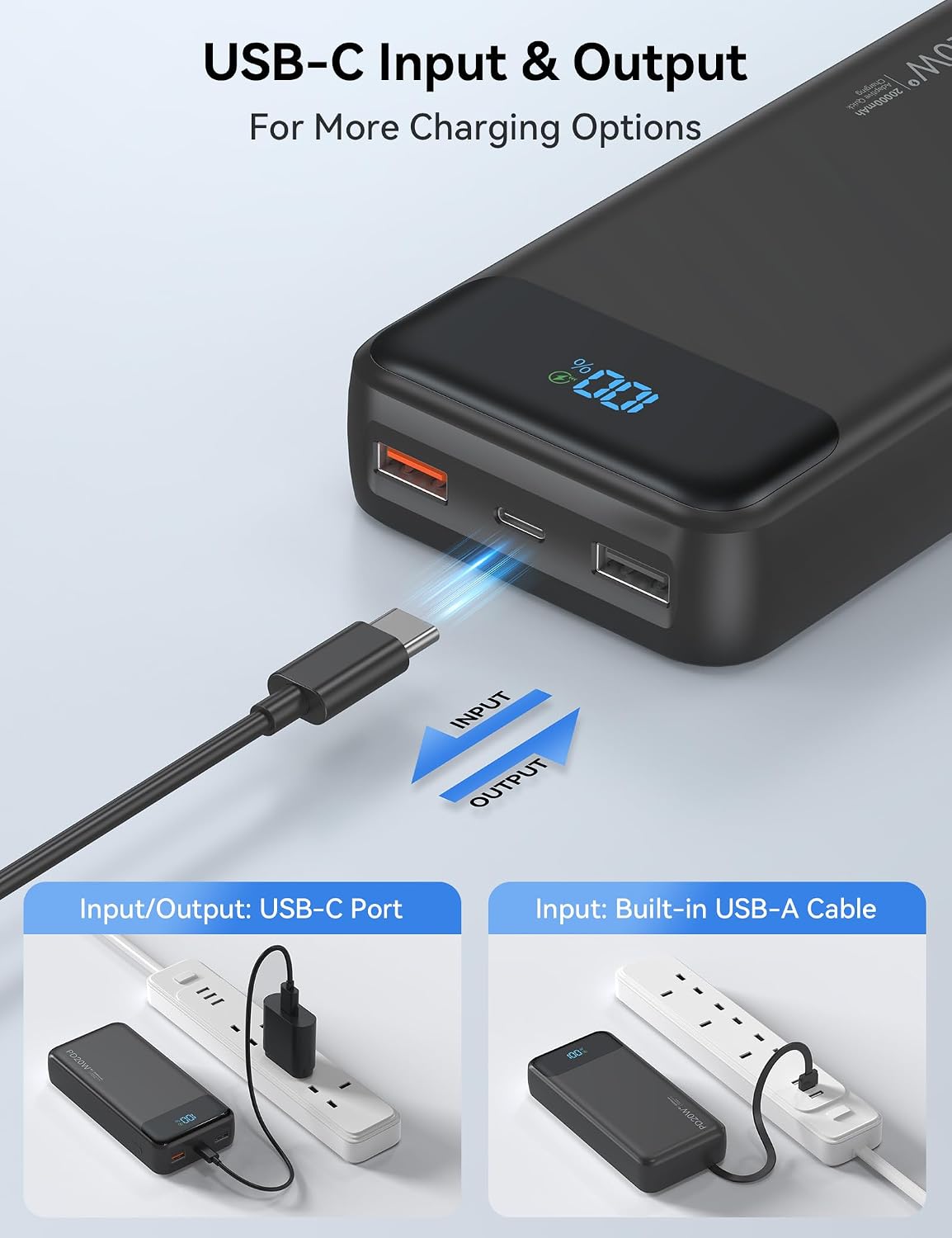 Nusyddy Cargador Portátil 20000mAh con 4 Cables Integrados y 6 Sali...