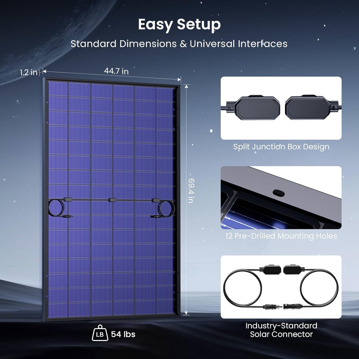 Callsun Panel solar bifacial de 450 W, monocristalino tipo N 16BB,...