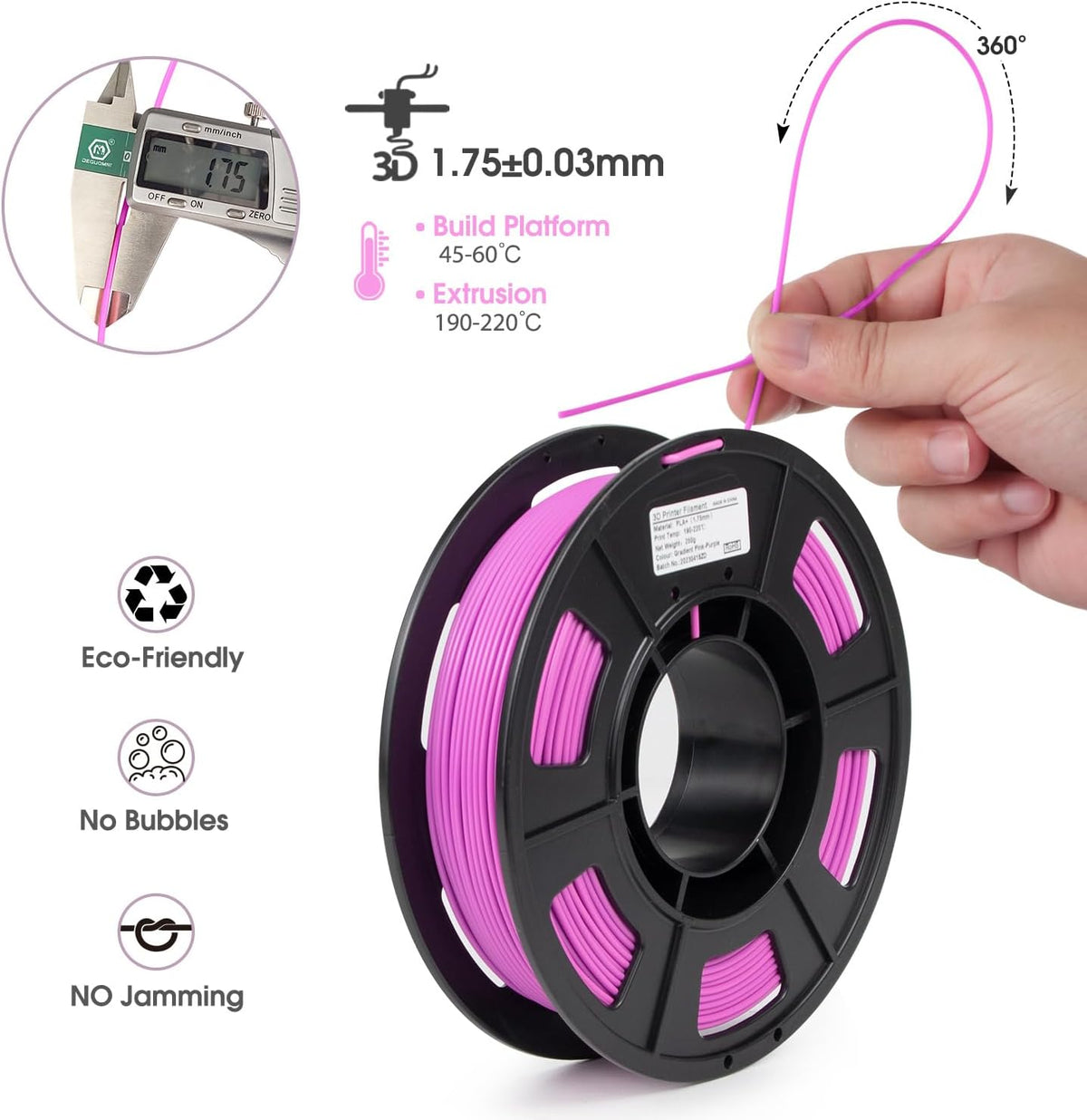 iSANMATE - Filamento de impresora 3D PLA+ de 1\/16 pulgadas multico...