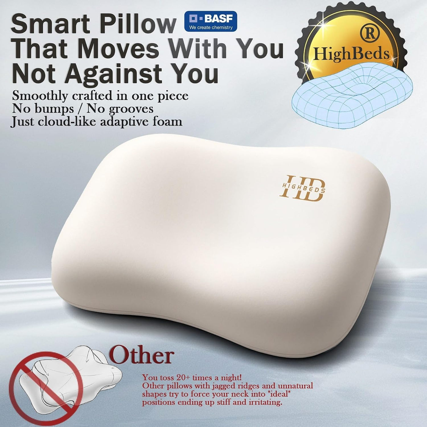 HighBeds Almohada para Durmientes de Lado \u2013 Almohada cervical...