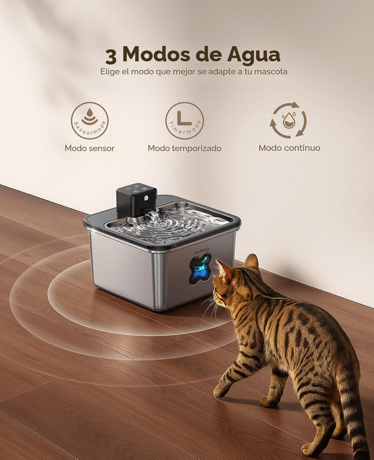 Fuente de Agua para Gatos Inalámbrica + 6 Filtros: [Filtro Visual]...