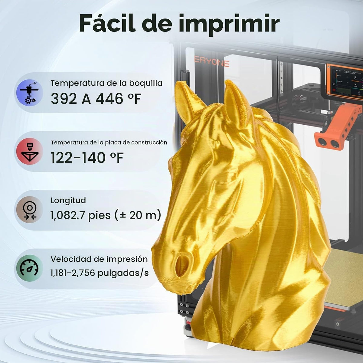 ERYONE Filamento de seda PLA+ de 0.069 in, brillante para impresora...