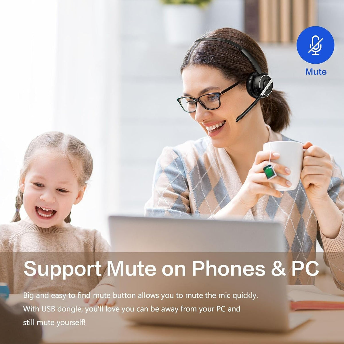 Auriculares inalámbricos con micrófono para el trabajo Auriculares...