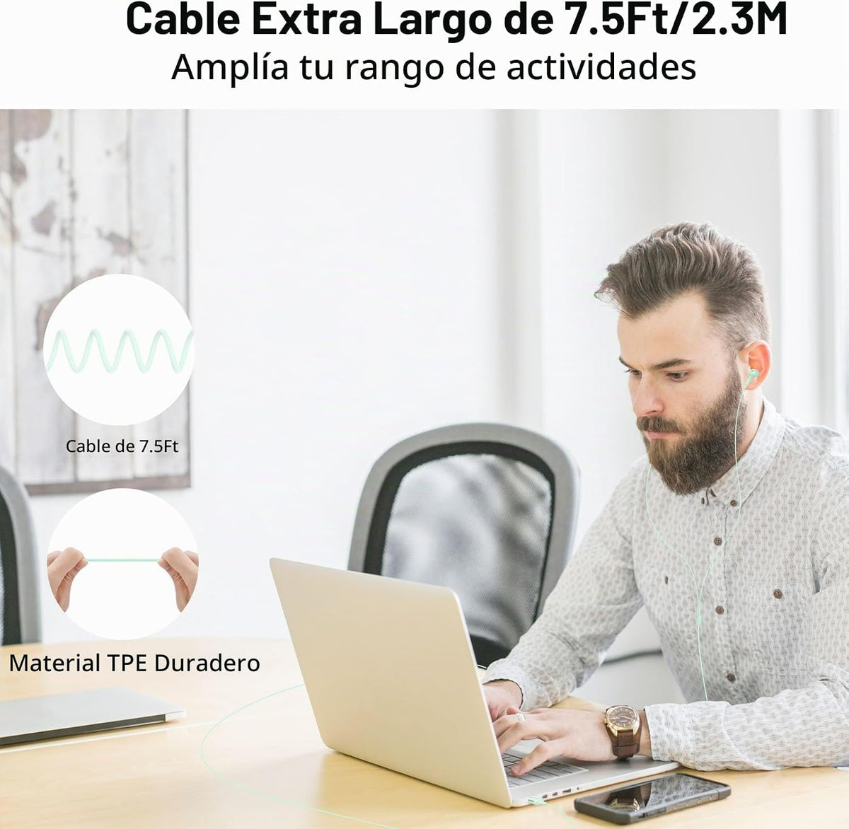 AIAUXAI Auriculares USB con micrófono para PC portátil, auriculares...