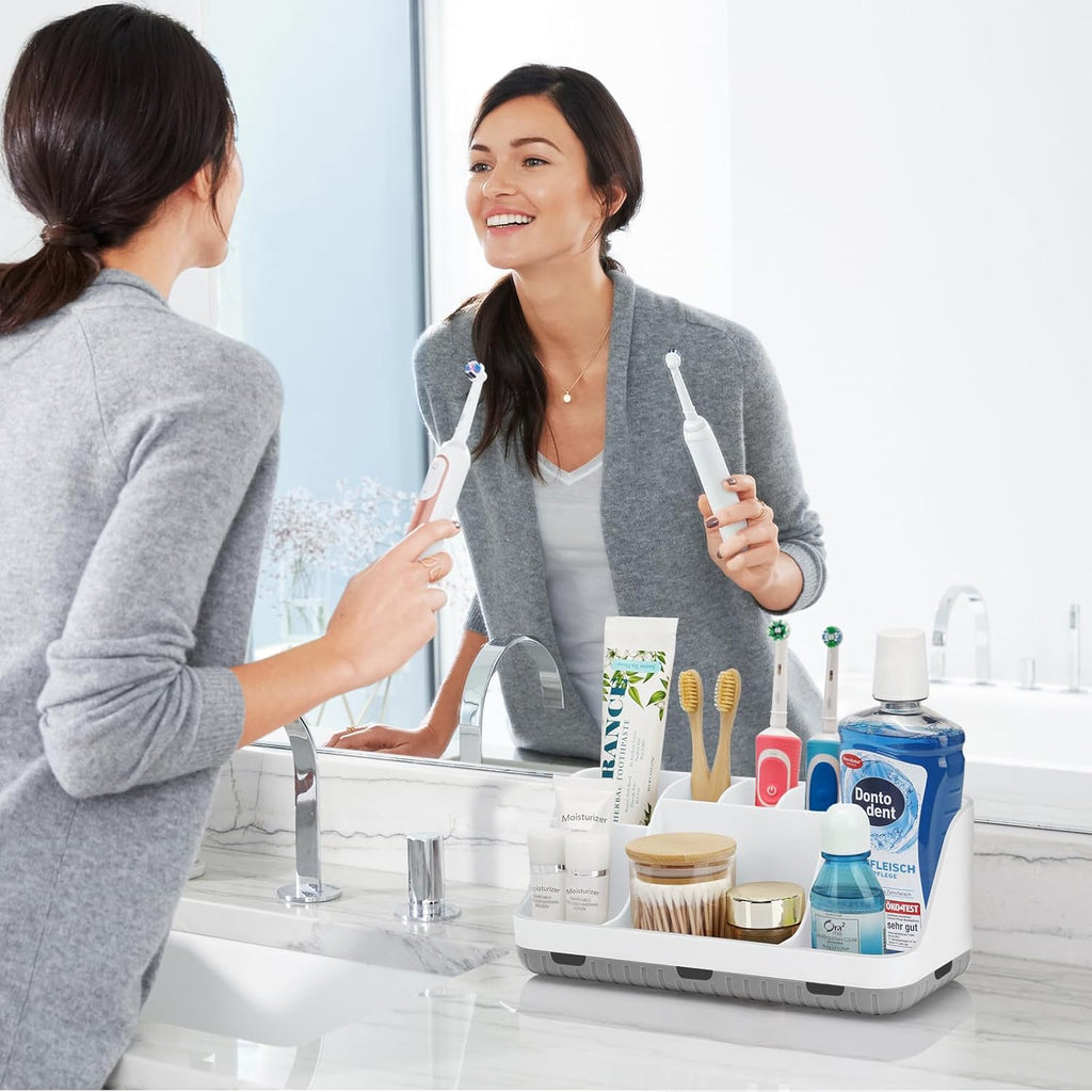 GFWARE Soporte para cepillos de dientes para baño, organizador de e...