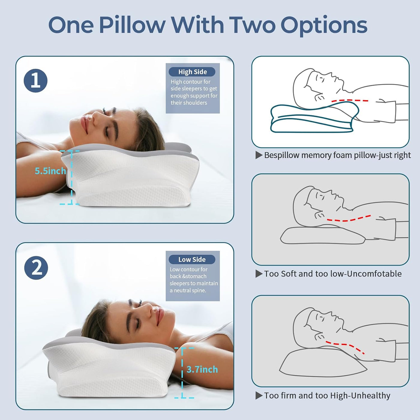 Almohada cervical para el cuello para aliviar el dolor, almohada er...