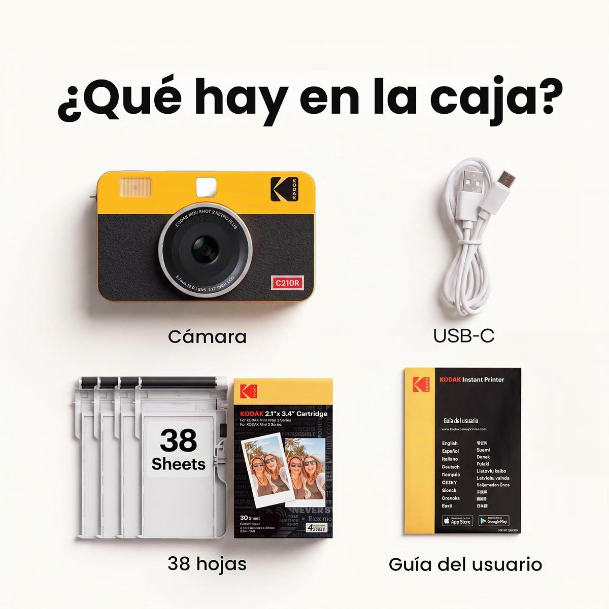 KODAK Mini Shot 2 Retro 4PASS 2 en 1 Cámara digital instantánea e i...