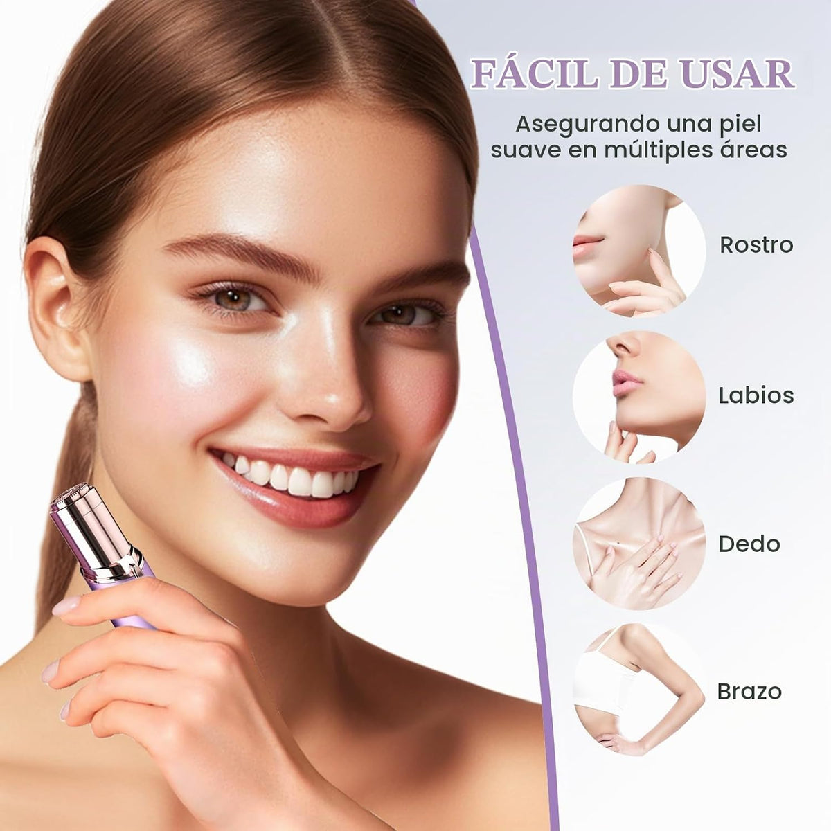 Removedor de vello facial con pilas para mujeres, con 2 cabezales d...