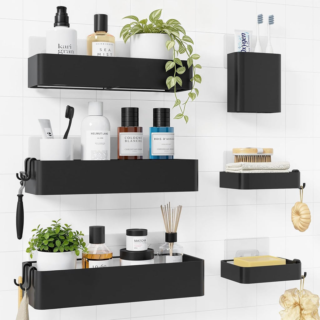 Kitsure Organizador adhesivo para ducha, paquete de 6, estantes de...