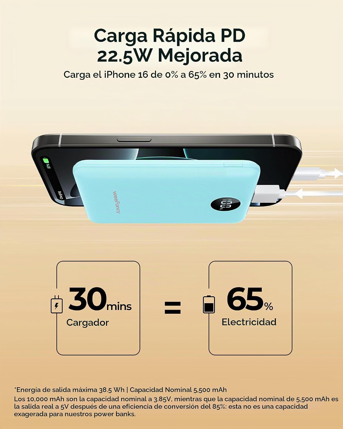Pequeño cargador portátil 10000mAh 20W Mini banco de energía de car...