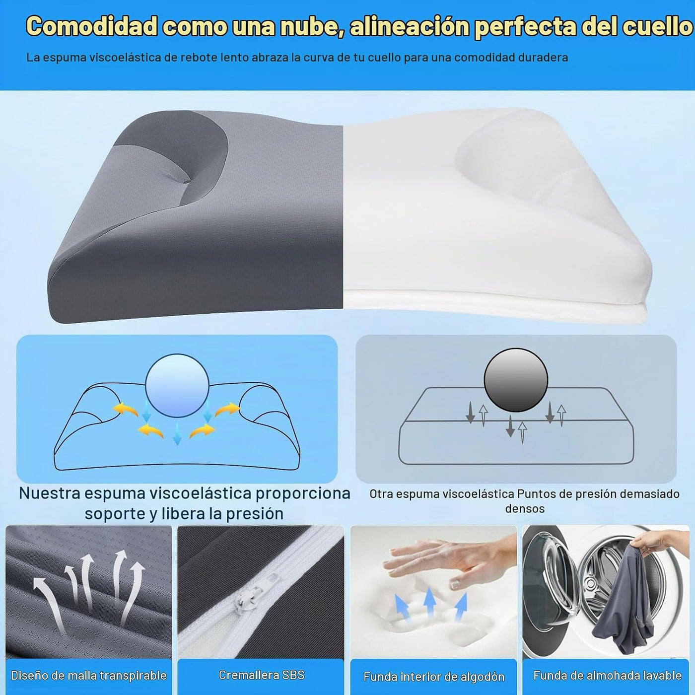 IKSTAR Almohada CPAP para personas que duermen de lado con recortes...