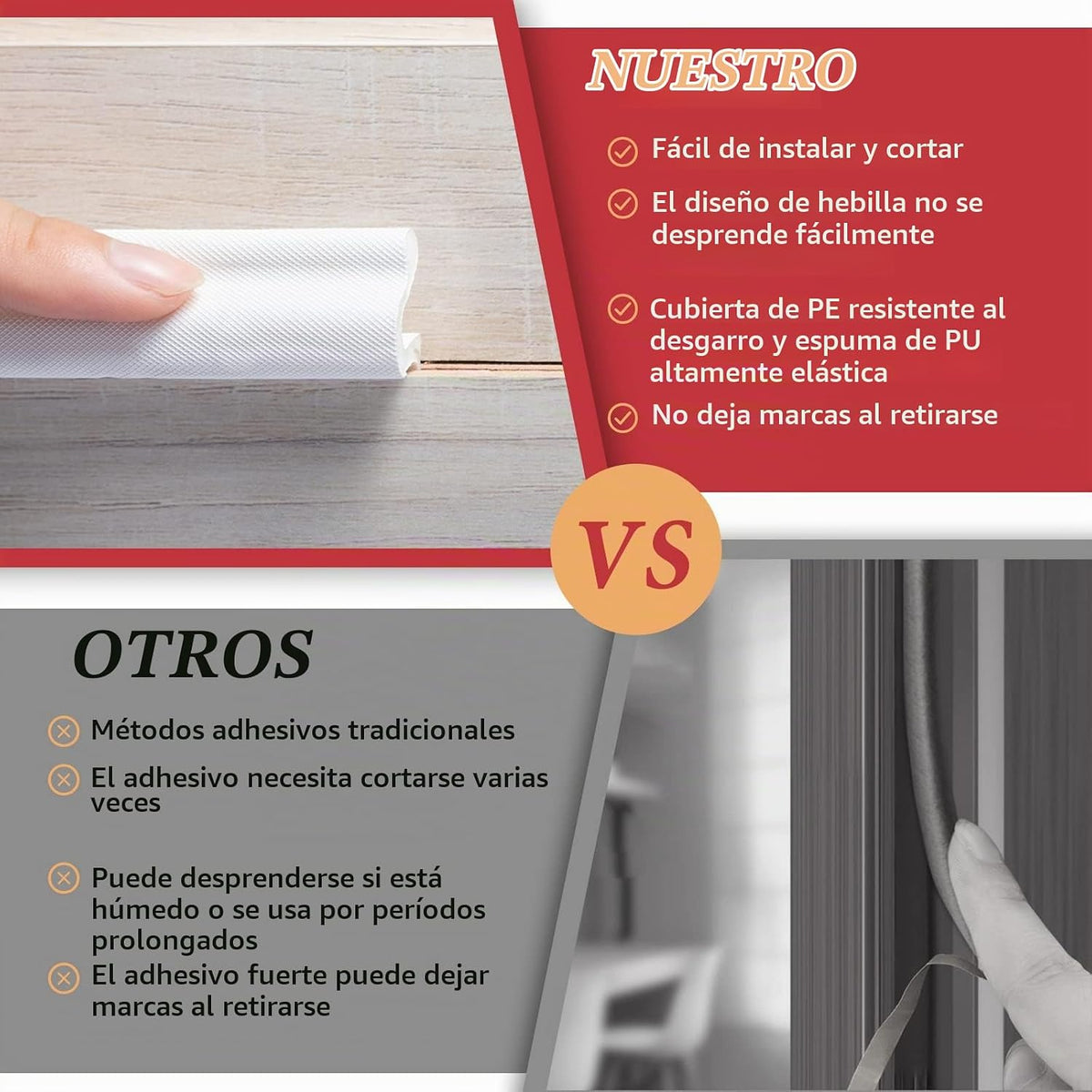 BISOTHAI Burletes para Puertas de 40 Pies de Largo con 4 Piezas de...