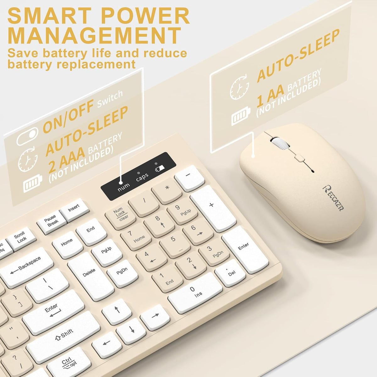 Teclado inalámbrico y mouse combinado silencioso para oficina y hog...