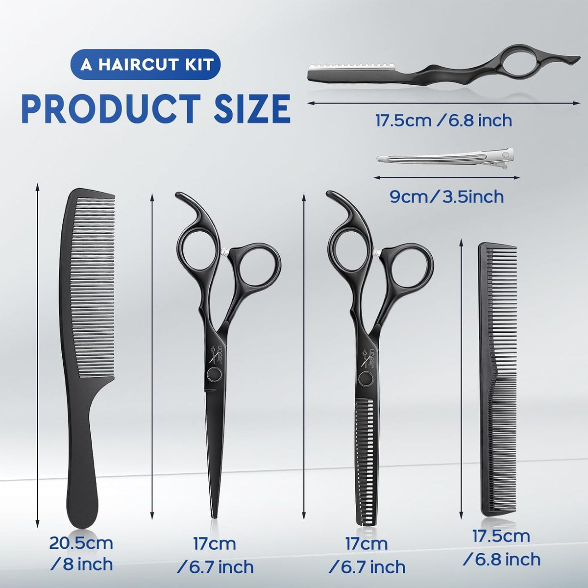Juego de tijeras de corte de pelo JASON - kit profesional de 10 pie...