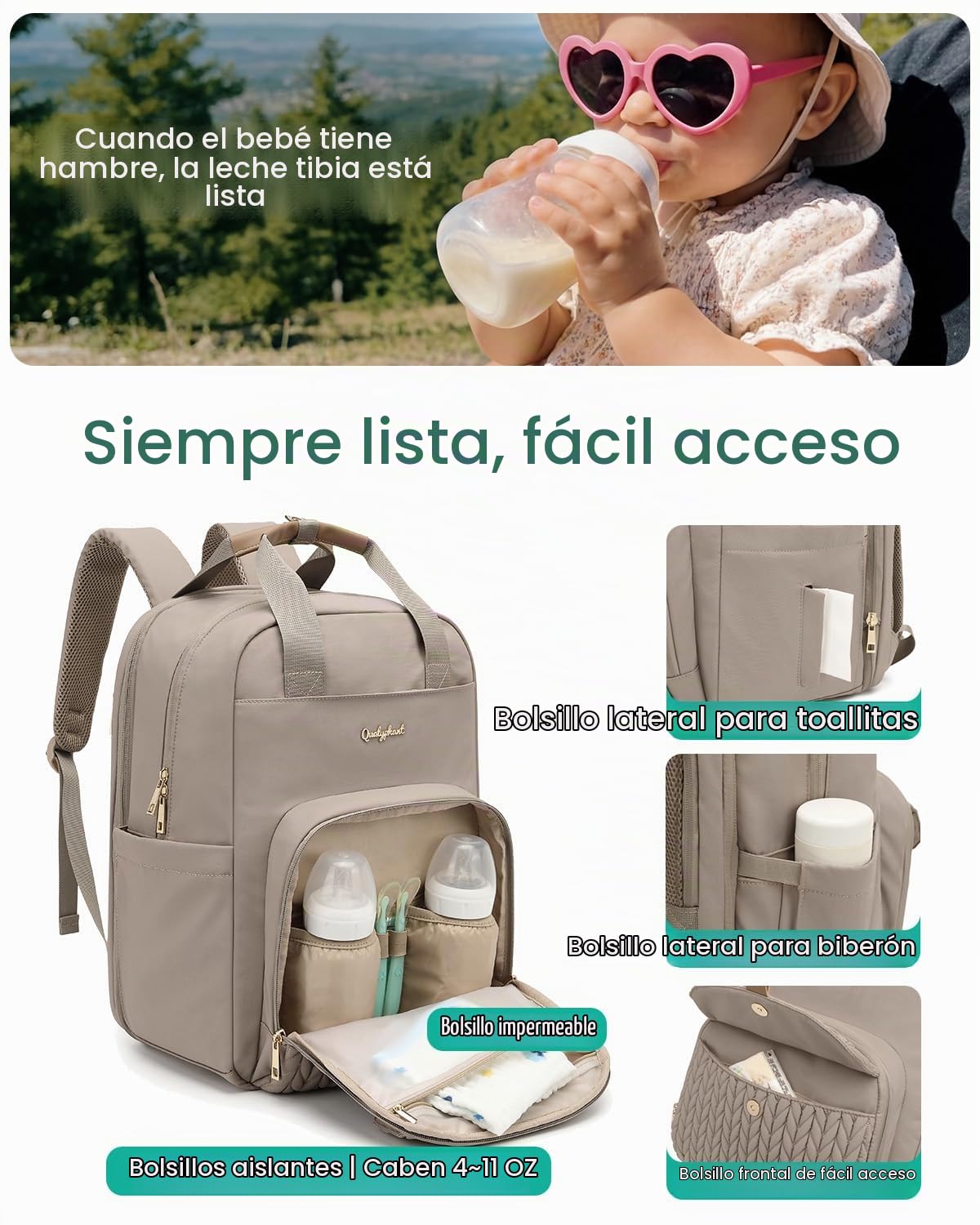 Qualyphant Mochila de pañales extragrande para 2 niños expandible 2...