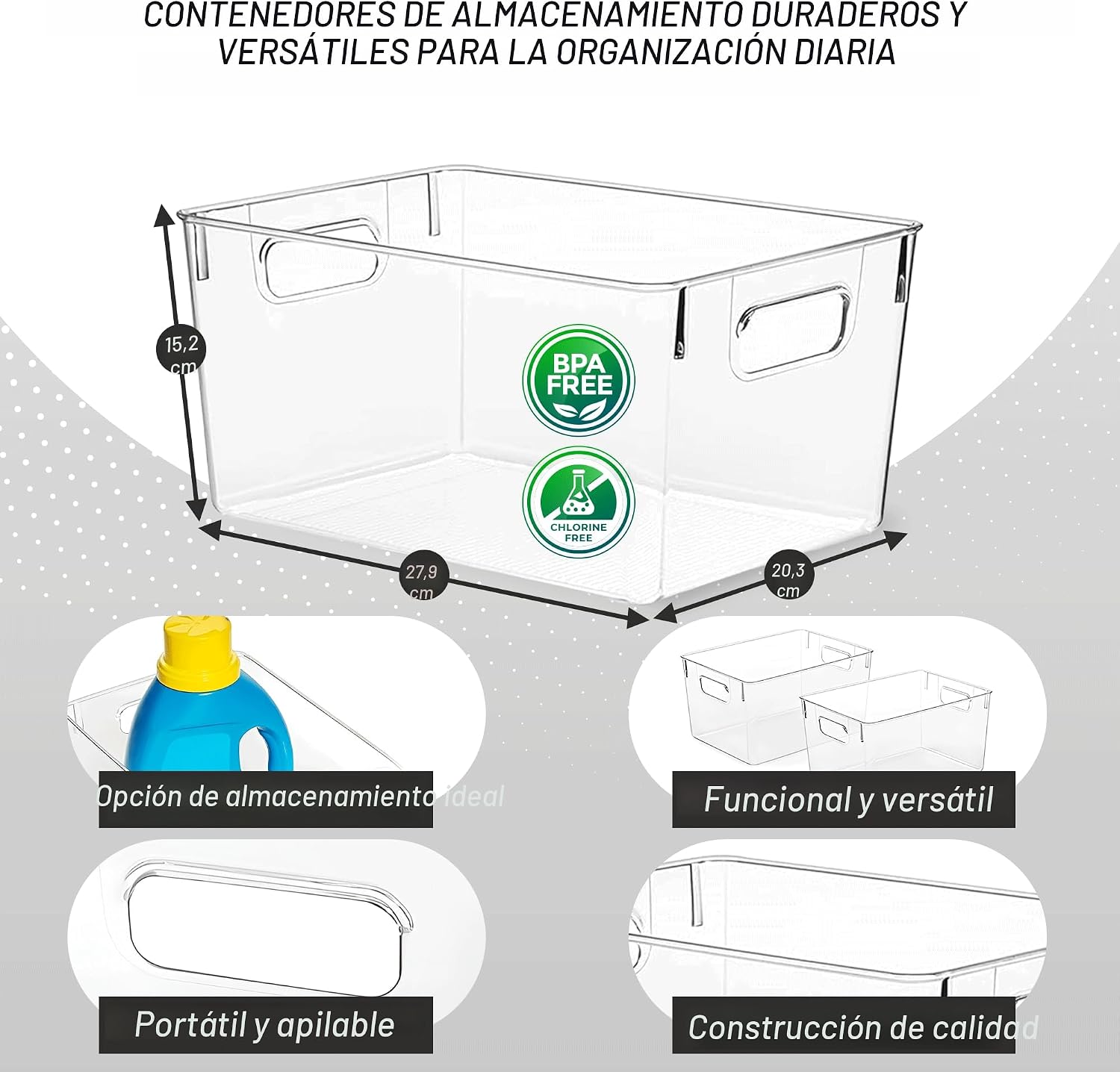 ClearSpace Contenedores de almacenamiento de plástico transparente...