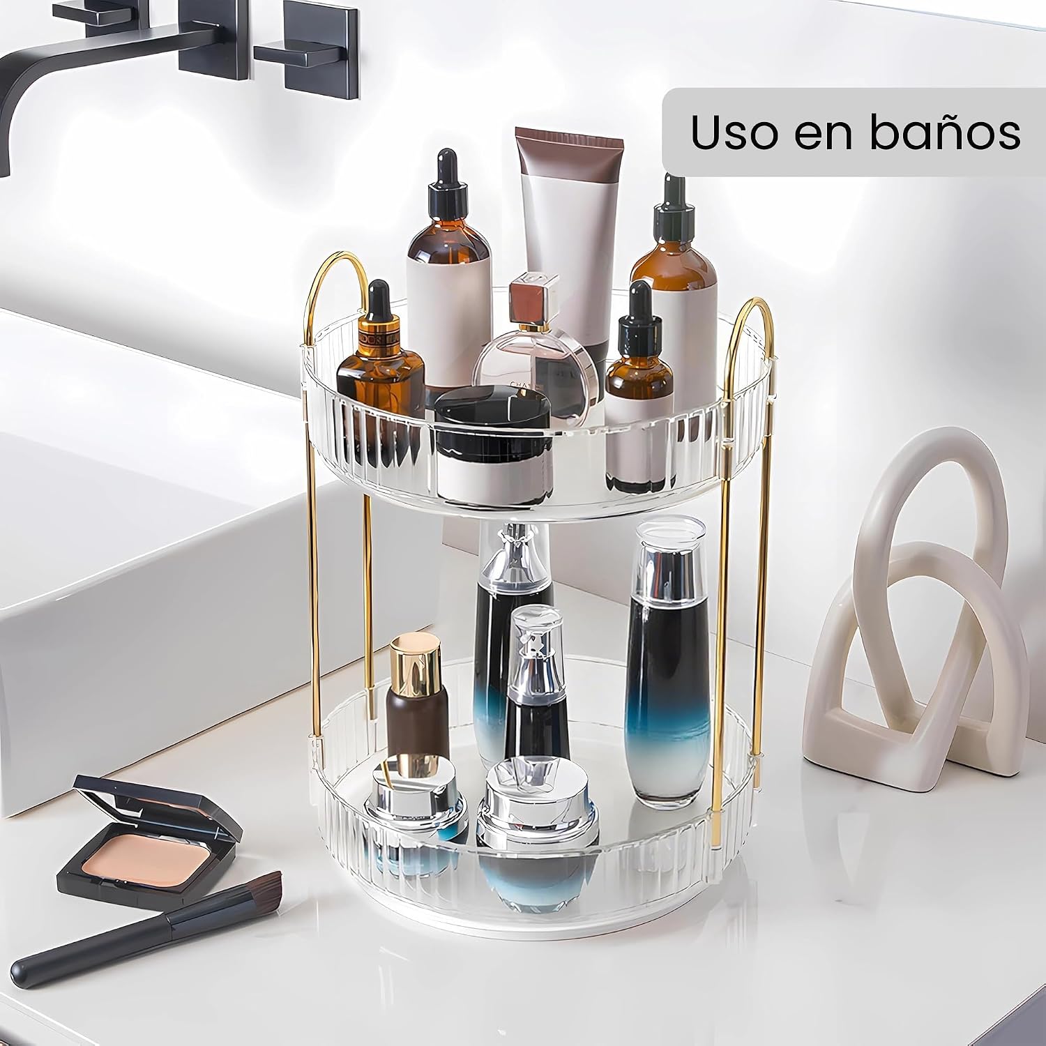 YCIA&amp;DONE Organizador de maquillaje giratorio de 360 grados y a...