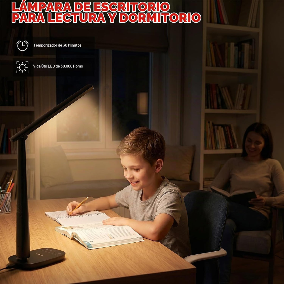 Honeywell Lámpara de escritorio LED para oficina en casa, luz de le...
