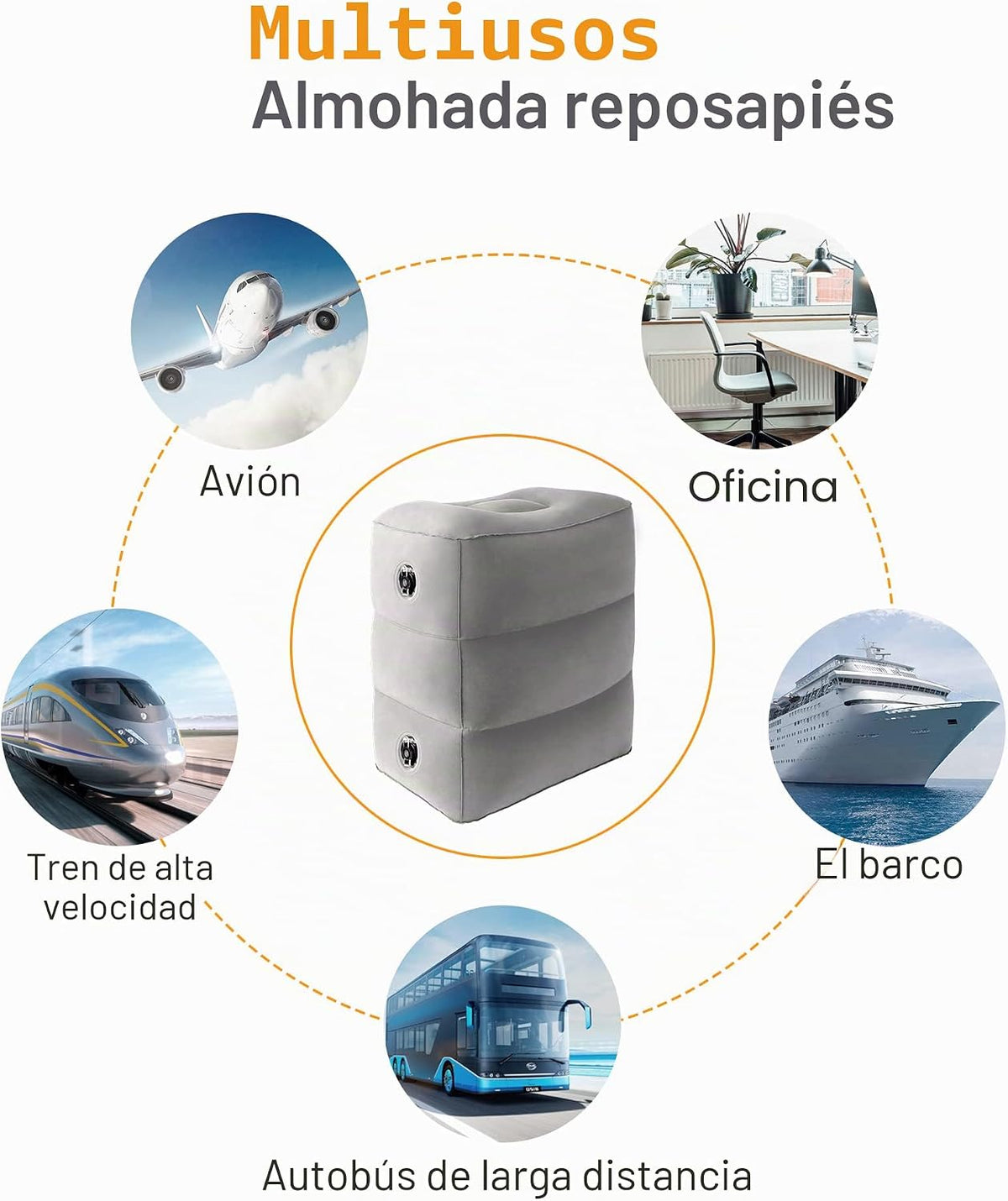 Sunany Almohada inflable con reposapiés para viajes, niños y adulto...