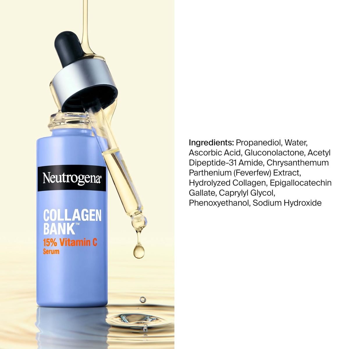 Neutrogena Collagen Bank 15%, suero facial con vitamina C, 0.5 fl....